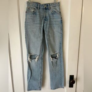 Zara ripped straight jeans